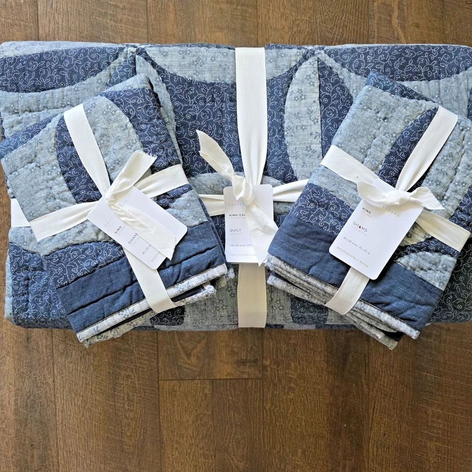 Anillo de boda Pottery Barn Harper retazos reversible edredón king y 2 fundas king Foto 2 de 4