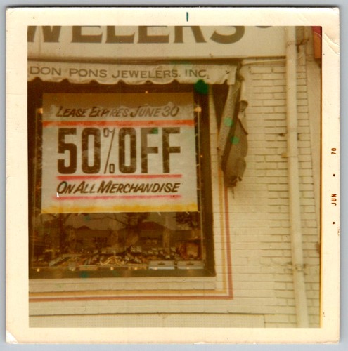 Vtg Color Snapshot Storefront Sale Sign With 50% Off Deal 1970 1960s