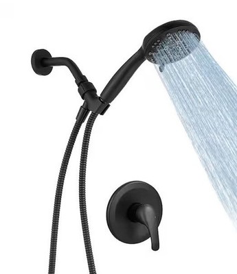 BWE Shower System A-98020-BLACK Single Handle 8 Spray 1.8 GPM Dual Head PB Valve