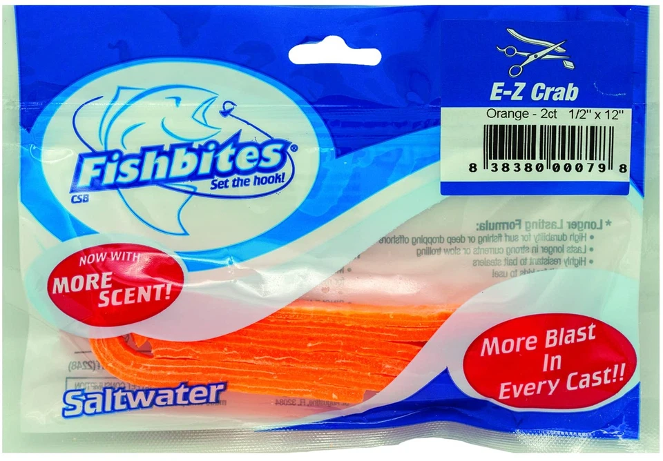 Tiras de cebo de pesca Fishbites E Z naranja duraderas perfumadas 2 5 W x 12 L Foto 2 de 2