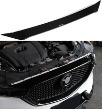 Glossy Black Hood Bug Deflector Hood Bonnet Cover Trims Front Bumper