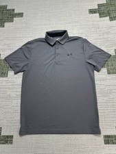 Under Armour Performance Polo Shirt Mens Medium Gray Heatgear Loose Fit Golf