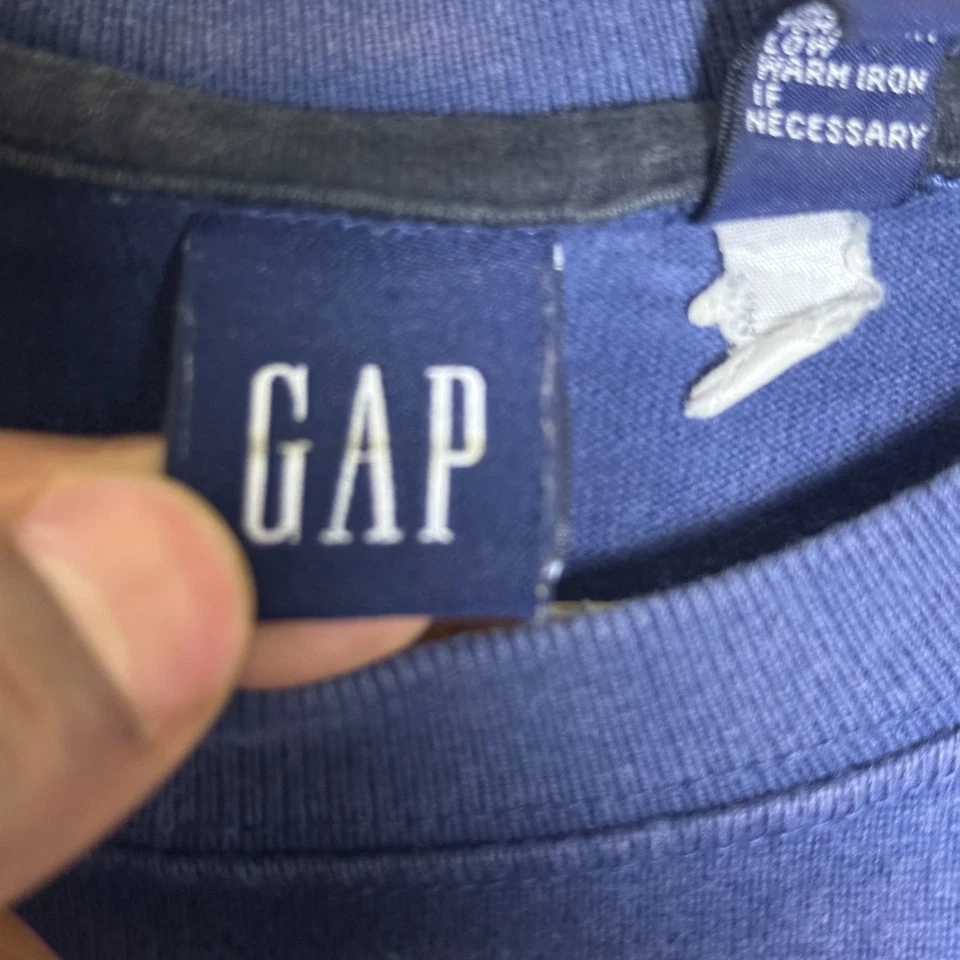 VTG GAP Long Sleeve Shirt Men L Blue Black 90s Striped Prep Cozy Grandpa Casual - Image 4 of 4