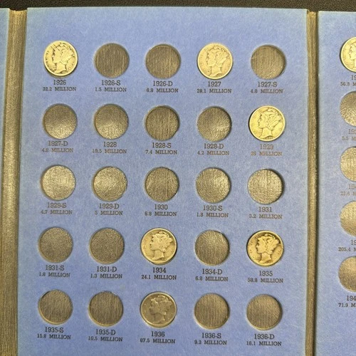 Starter Lot of 10 Mercury Dimes with Whitman Folder - F-VF coins pictured MDB2