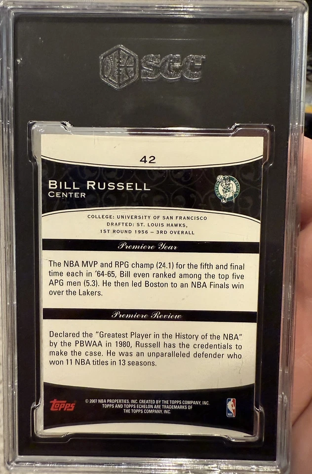 2007-08 Topps Echelon - #42 Bill Russell GOLD /10 RARE SGC 7 Boston Celtics - Image 2 of 4