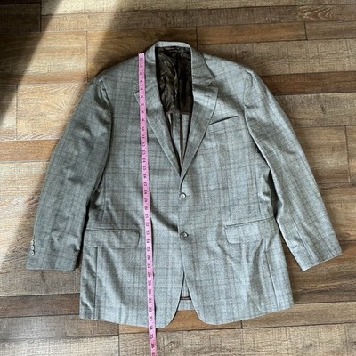 Robert Talbott 46W 40T Gray Plaid Wool Cashmere Sport Coat Blazer Canada #44A2