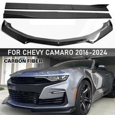Carbon For 2016-2024 Chevy Camaro 1LE Style Front Bumper Lip Splitter+Side Skirt