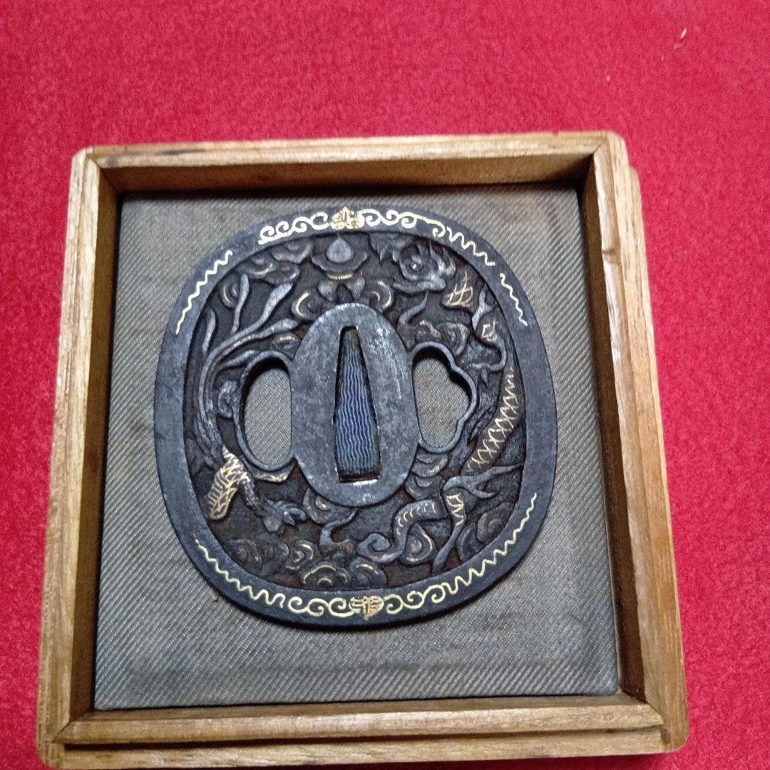 金色熨斗古董日本刀镡| eBay