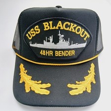 USS BLACKOUT embroidered patch foam trucker mesh snapback hat black