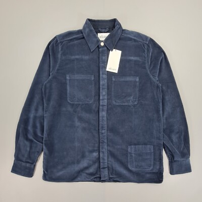 Albam Mens Overshirt Navy Blue Small Corduroy Cotton Utility Shirt