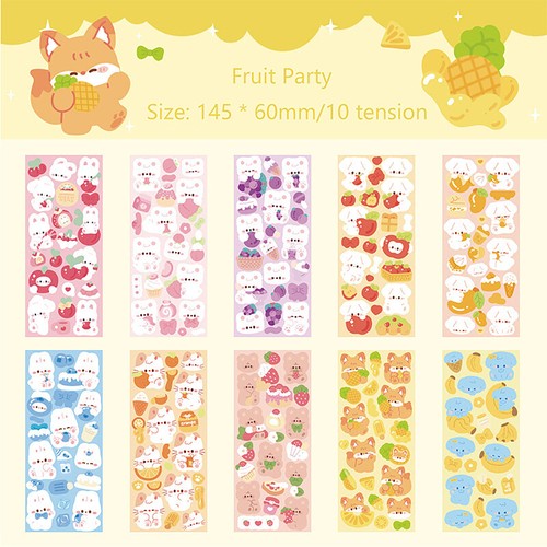 10PCS Kawaii Korean Deco Sticker Pack Cute Colorful Cartoon Designs Sparkling - Picture 15 of 17