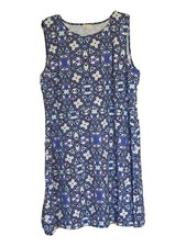 Womens Talbots Sleeveless Colorful Dress Floral Blue Summer Plus Size 22W