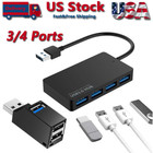 USB 3.0 4 Port Hub Splitter For PC Mac MacBook Notebook Laptop Desktop Portable