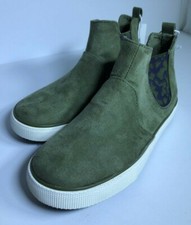 Little boys slip on style shoe, olive/anton ankle high sneaker size 8, 9