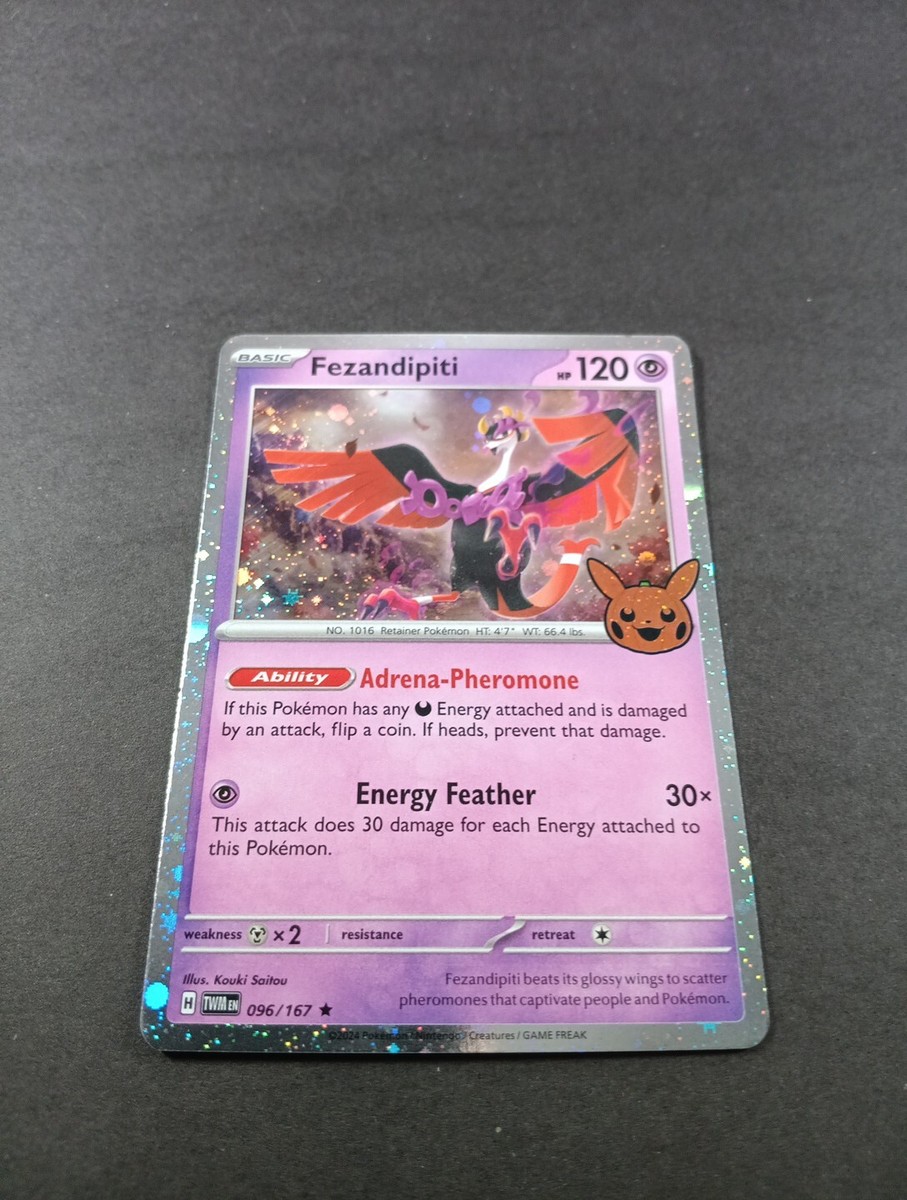 096 167 pokemon card Pokemon Fezandipiti Trick Or Trade 2024 Holo Card 096/167 NM