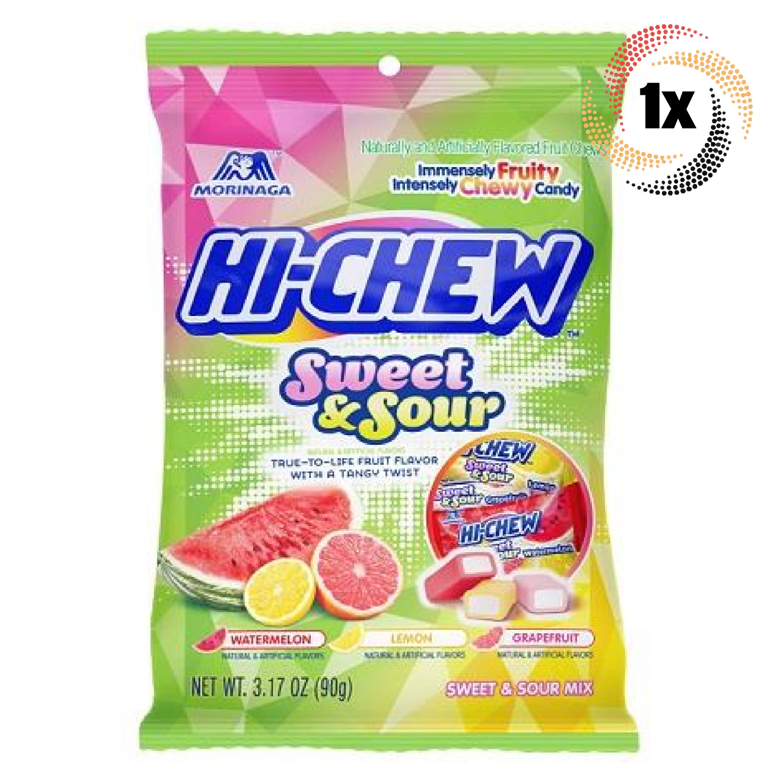 1 пакетик кисло-сладкой смеси Morinaga Hi-Chew, ассорти фруктовых жевательных резинок | 3,17 унции