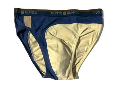 New PUNTO BLANCO Mens Blue Tan Swirl  Cotton Stretch Pouch Brief sz L Underwear