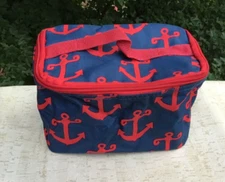 Lot of 5 Anchor Print Makeup Bag, Nautical Cosmetic Storage, Makeup Bags