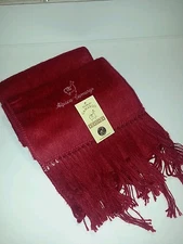 NWT Alpaca Red Color Made in Peru Brushed Fine Fiber Scarf Woven 65" x 9"