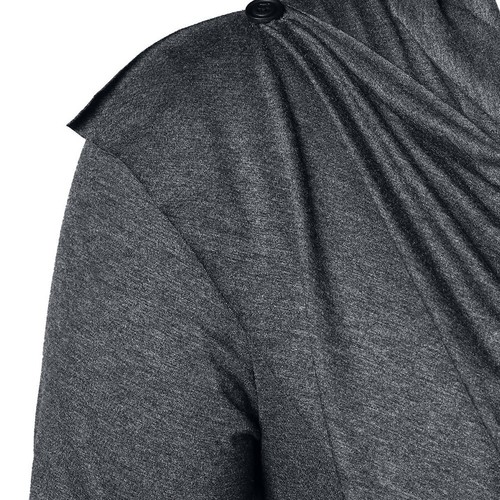 Men's Comfortable Long Sleeve Asymmetrical Overlap Tops for Casual Wear - Picture 7 of 36