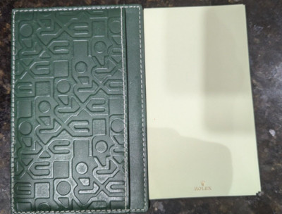NEW Rare Rolex Green Leather Notepad Folder with Rolex Notepaper