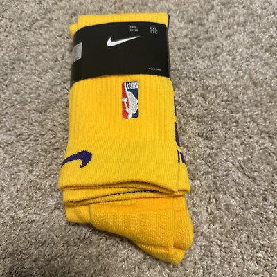 Nike NBA Authentic Basketball High Socks Gold Purple LA Lakers