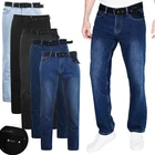 Mens Pierre Cardin Denim Jeans Straight Fit Belted Trousers Long Regular Pants