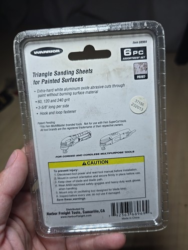 3 Pack Warrior Triangle Sanding Sheets Wood & Painted Surfaces 60 120 240 Grit - Picture 3 of 7