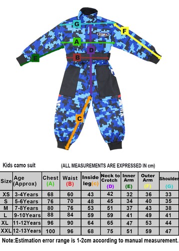 Zorax Orange CAMO M (7-8 Years) Kids Suit & Gloves M (6cm) & Goggles