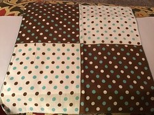 Vintage Brown White Turquoise Polka Dot Hankie 16    