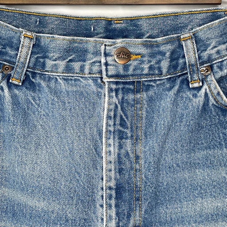 Pantalones Cortos Chic By h.i.s Para Mujer Jean Azul Deshilachado Dobladillo Alto Vintage Tiro Denim 13/14 Foto 4 de 4