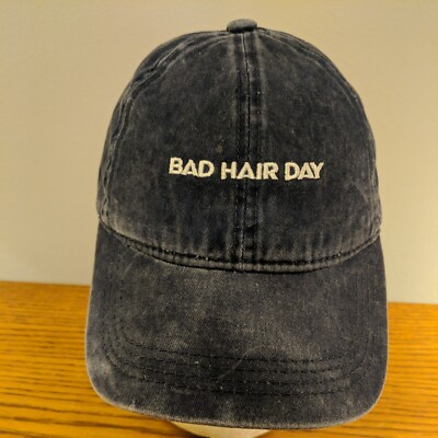 Bad Hair Day Hat Embroidered blue faded distressed. Nice!