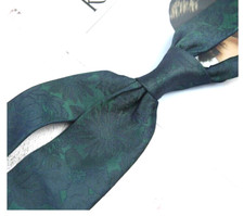 New Classic Floral Green JACQUARD WOVEN 100 Silk Men's Necktie Tie