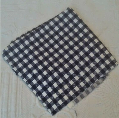 Coupon de tissu vintage coton à carreaux bleu et blanc 65 X 150 cm - Photo 1/3