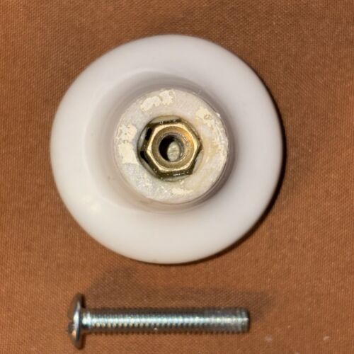 3 Salvaged White Porcelain Drawer Knobs Round Ceramic Pulls Cabinet w/Screws - Picture 12 of 19