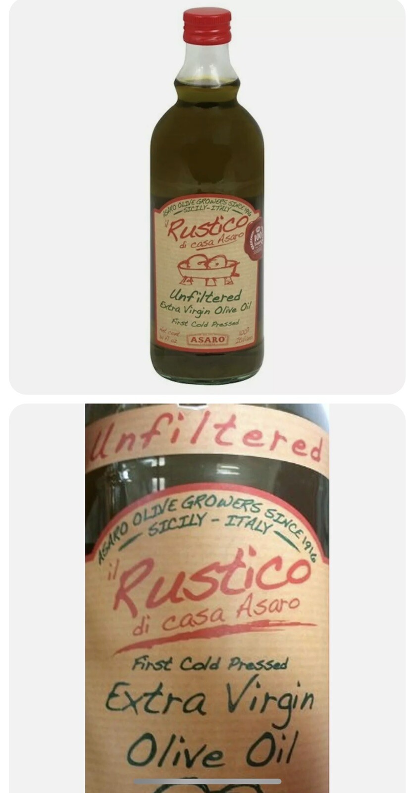 Rustico di casa Asaro Unfiltered First Cold Pressed Extra Virgin Olive