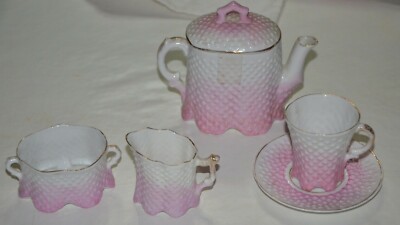Vintage c1950S Little Hostess Pink & Black Tea Party Set 6 Pcs  073