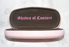 JUICY COUTURE EYEGLASS CASE, Pink Hard shell Pebble Finish Crest Brand Stamping