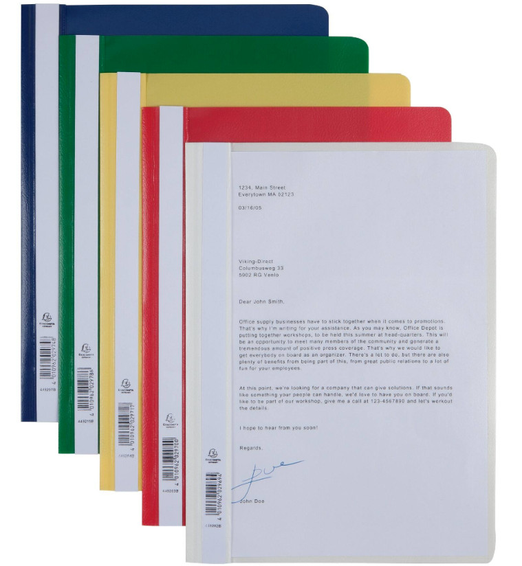 Exacompta Flat Bar Report Files A4 Assorted Colours Polypropylene Pack of 25
