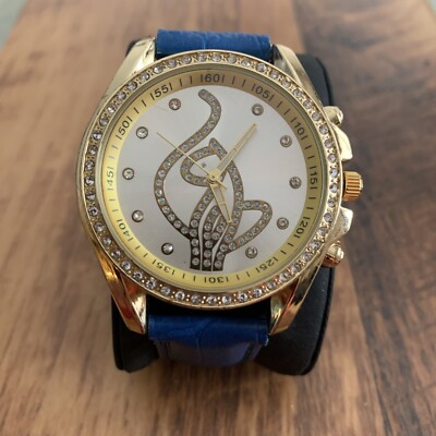 Women's Goldtone Watch Cat Face Rhinestone New Battery 9 