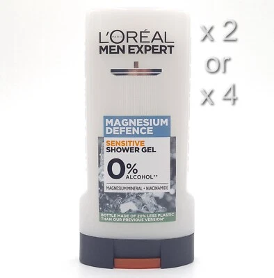 L'OREAL PARIS L'OREAL MEN EXPERT MAGNESIUM DEFENCE SENSITIVE SHOWER GEL 300ML 2 OR 4 PACK