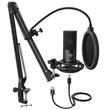Studio Condenser USB Microphone Computer PC Microphone Kit with Black