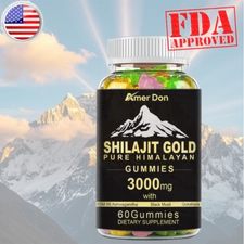 Himalayan Shilajit GOLD Gummies, Organic, Extremely Potent 3000 mg, Fulvic Acid