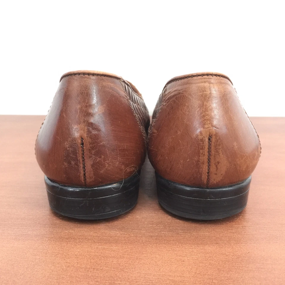 Trotters Distressed Brown Woven Leather Flats Cushioned Flex Sole Womens 9S Slim - Image 4 of 4