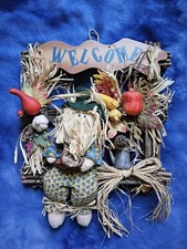 Rustic Scarecrow Fall Autumn Harvest Welcome Sign Wall/Door Hanging Decor