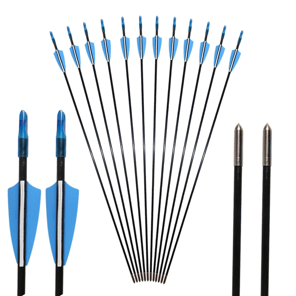 12pcs 31" Archery Fiberglass Arrows Target Recurvebow Shooting Hunting Quiver - Image 3 of 4