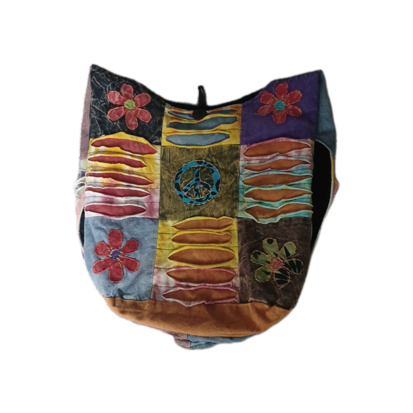 Handmade Hobo Bag Multi-Color Patchwork Peace Sig… - image 1