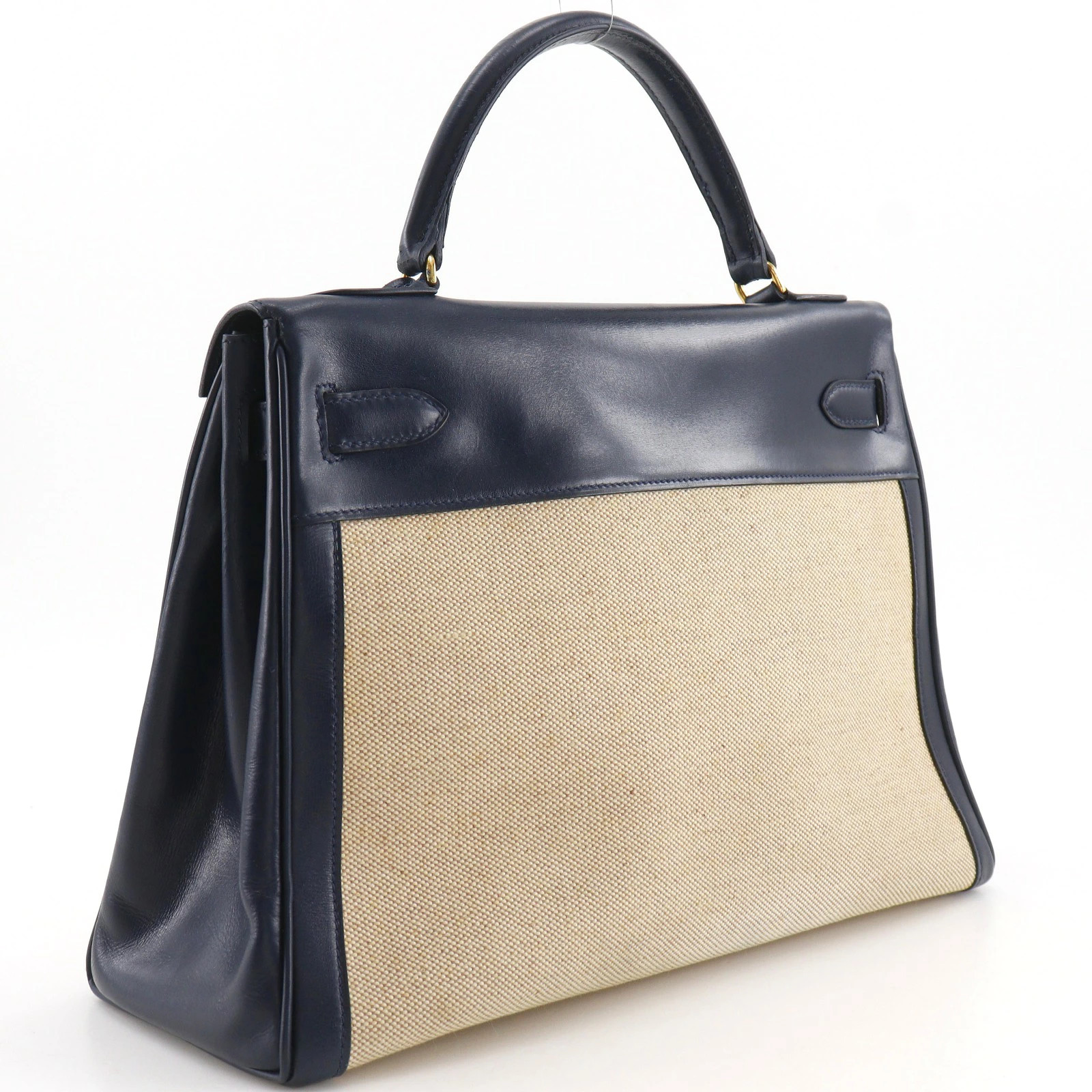 Hermes Kelly 32 Handbag Canvas / Leather Navy Women's #NB2703 — image 3