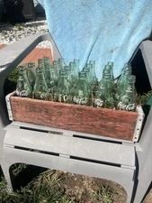 Antique Red Coca Cola Wood Soda Crate With 24 Glass 8 Oz Bottles