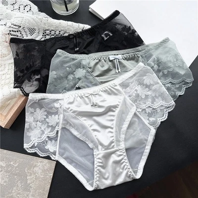 Satin Silk Women's Sexy Lace Panty with Seamless Design Perfect for Everyday - Image 1 of 4
